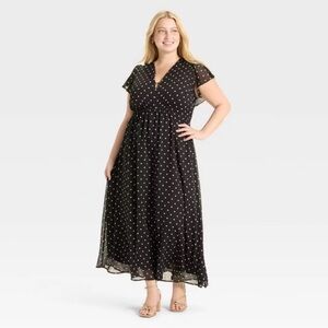 NWT a new day Black and White Polka Dot Midi Dress size 1X